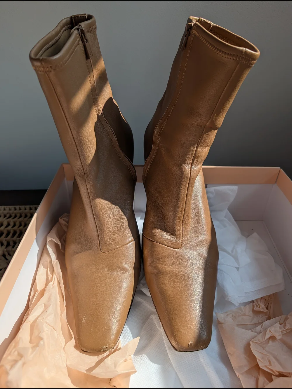Loeffler Randall Tan Lambskin Kitten heel Boots